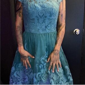Teal lace dress